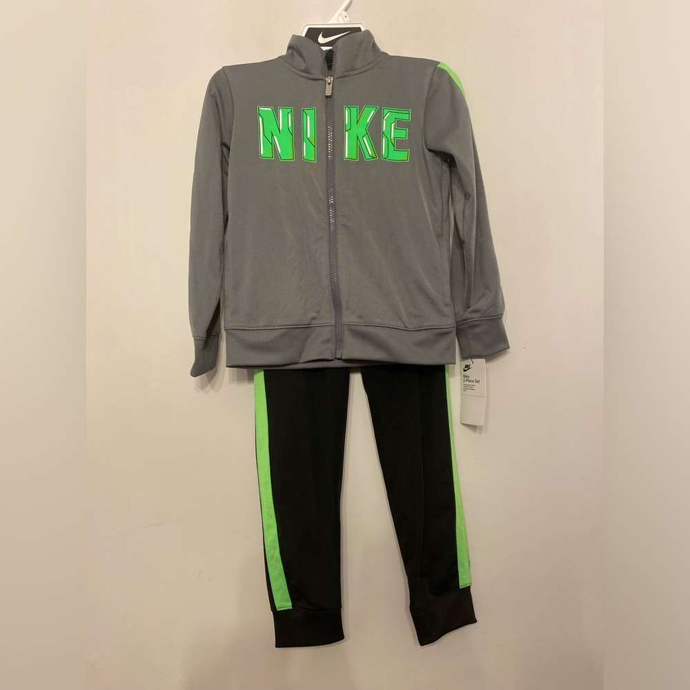 Boys Nike Gray Jacket with Green Accents